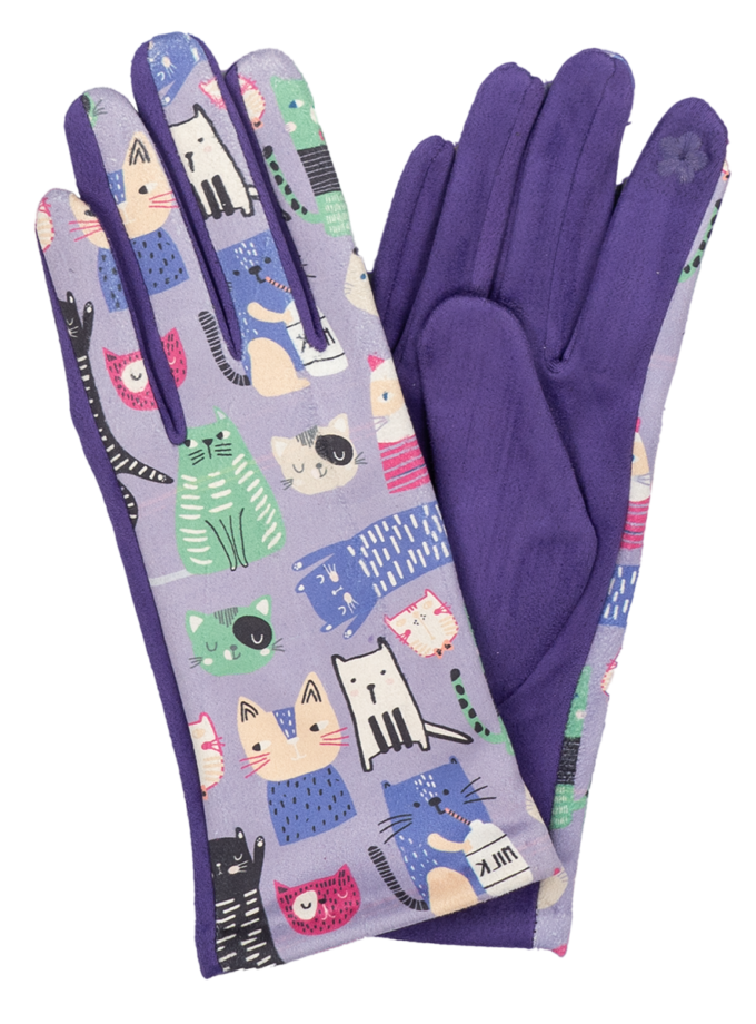 12 Paar Damenhandschuhe Katzenmotiv