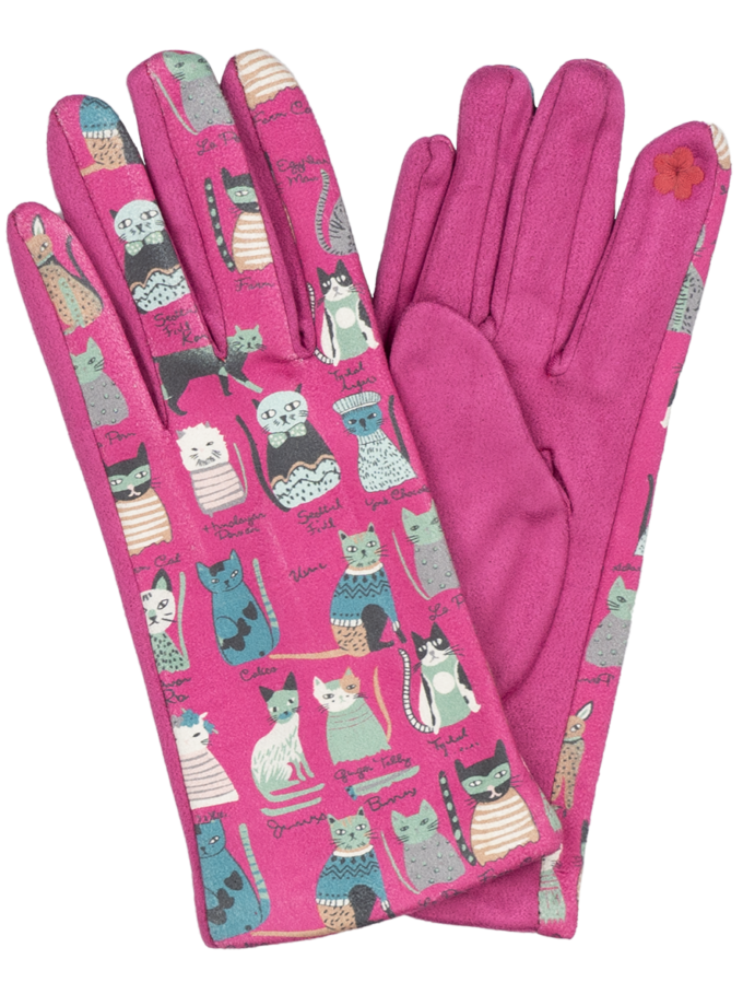 12 Paar Damenhandschuhe Katzenmotiv