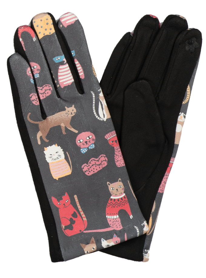 12 Paar Damenhandschuhe Katzenmotiv