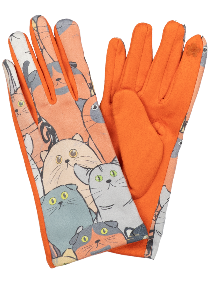 12 Paar Damenhandschuhe Katzenmotiv