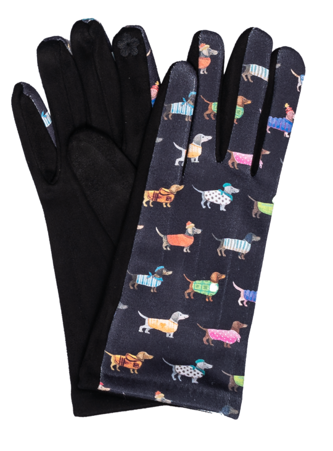 12 Paar Damenhandschuhe Dackel