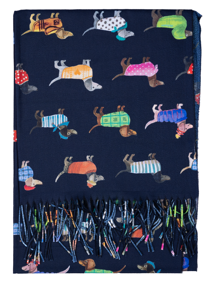 12 Stück Schal Herbst/Winter Dackelmotiv