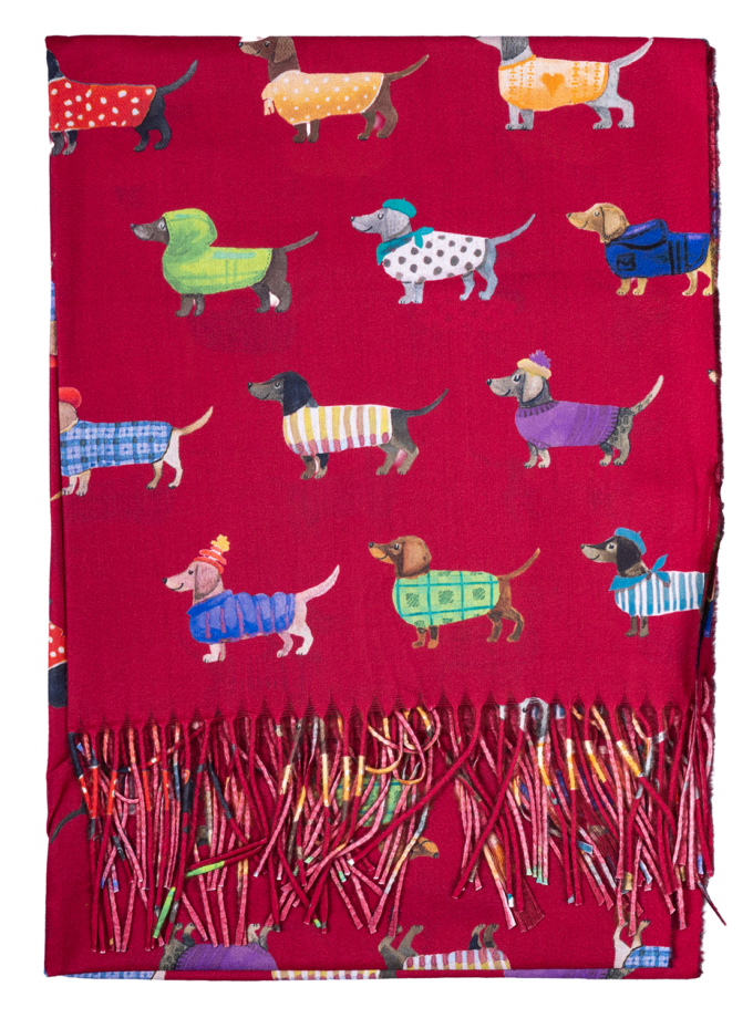 12 Stück Schal Herbst/Winter Dackelmotiv