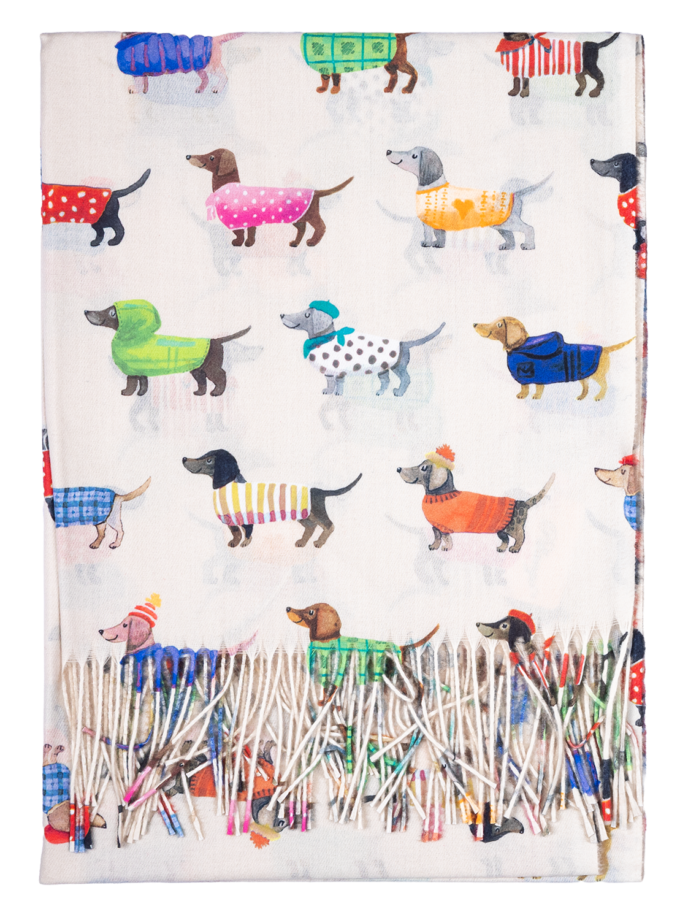 12 Stück Schal Herbst/Winter Dackelmotiv