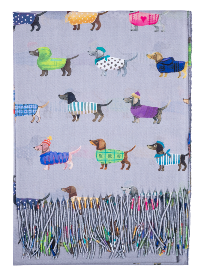 12 Stück Schal Herbst/Winter Dackelmotiv