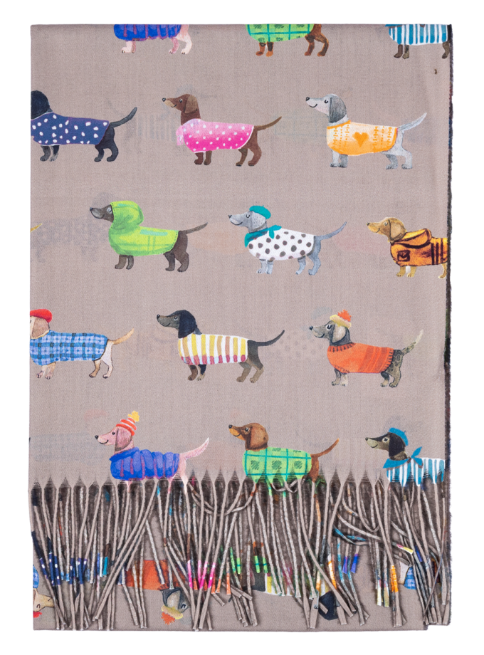 12 Stück Schal Herbst/Winter Dackelmotiv