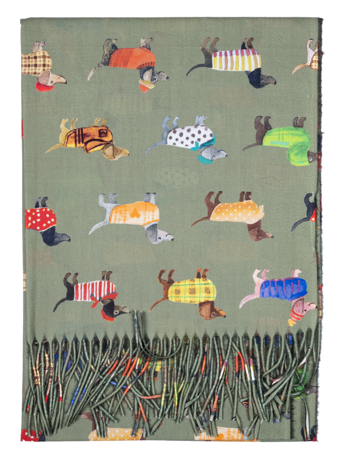 12 Stück Schal Herbst/Winter Dackelmotiv