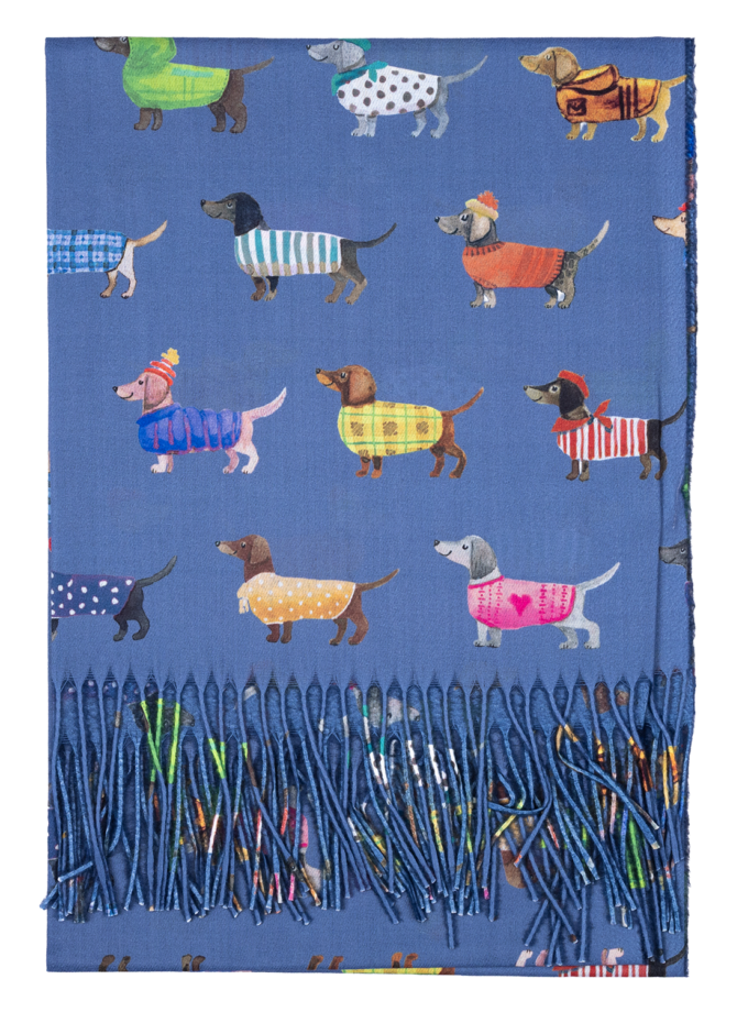 12 Stück Schal Herbst/Winter Dackelmotiv