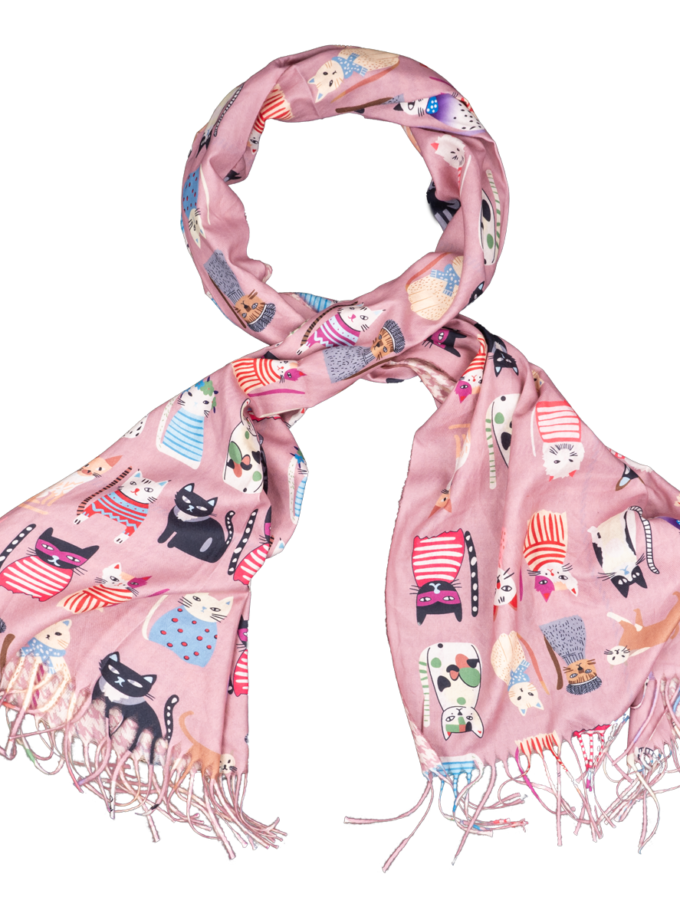 24 Stück Winterschal mit Katzenmotiv sortiert