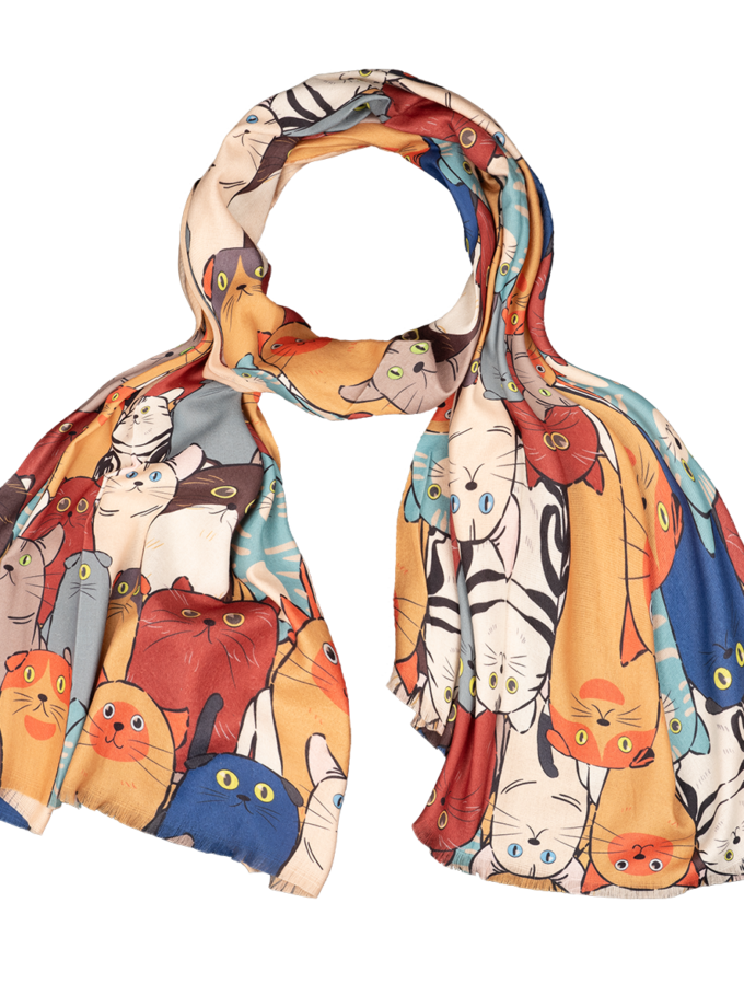 24 Stück Winterschal mit Katzenmotiv sortiert