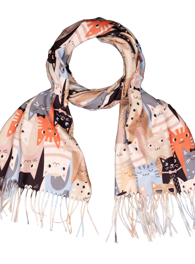24 Stück Winterschal mit Katzenmotiv sortiert