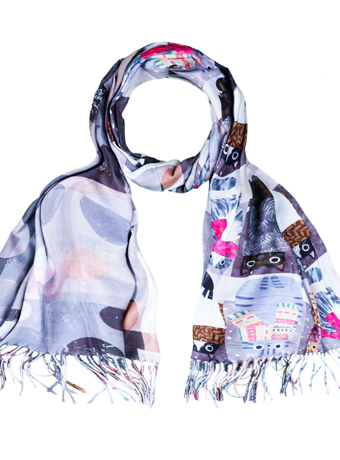 24 Stück Winterschal mit Katzenmotiv sortiert