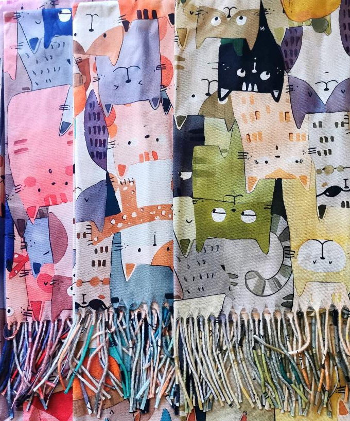 6 Stück Herbstschal Cat Rainbow sortiert