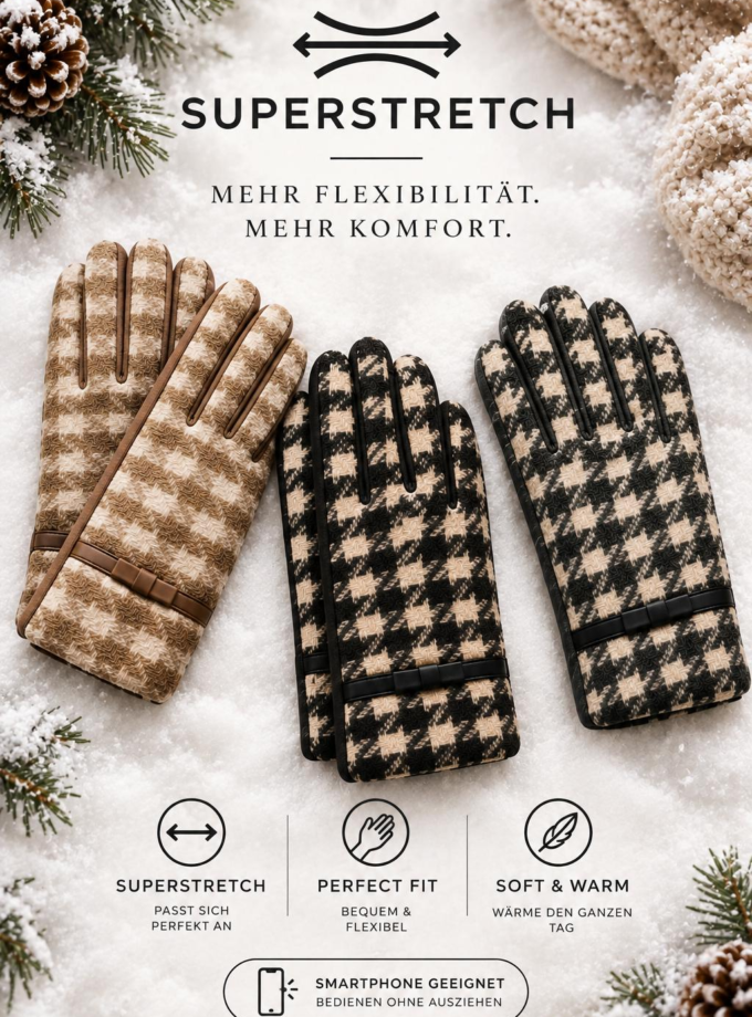 6 Paar Winterhandschuhe Hahnentritt