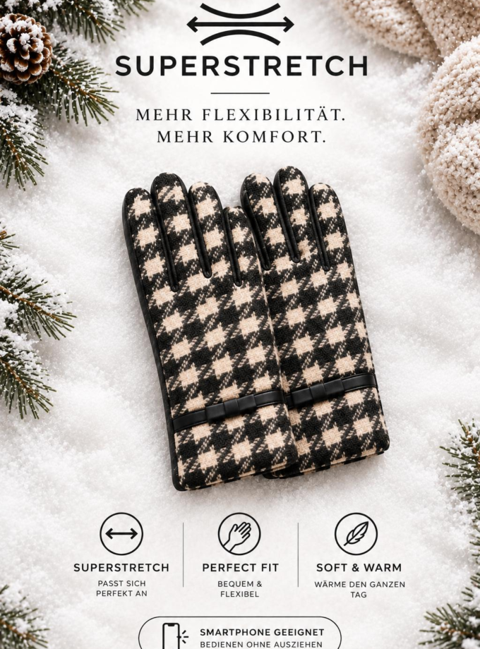 1 Paar Winterhandschuhe Hahnentritt schwarz